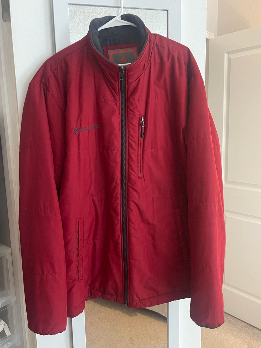 Free Country Men's Red Puffer Jacket - Zip Front